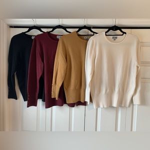 Lot of 4 JM Collection Crew Neck Sweaters Black Maroon Tan Cream size XL